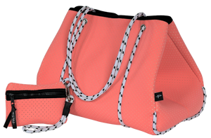 Neoprene Tote Bag in Summer Coral