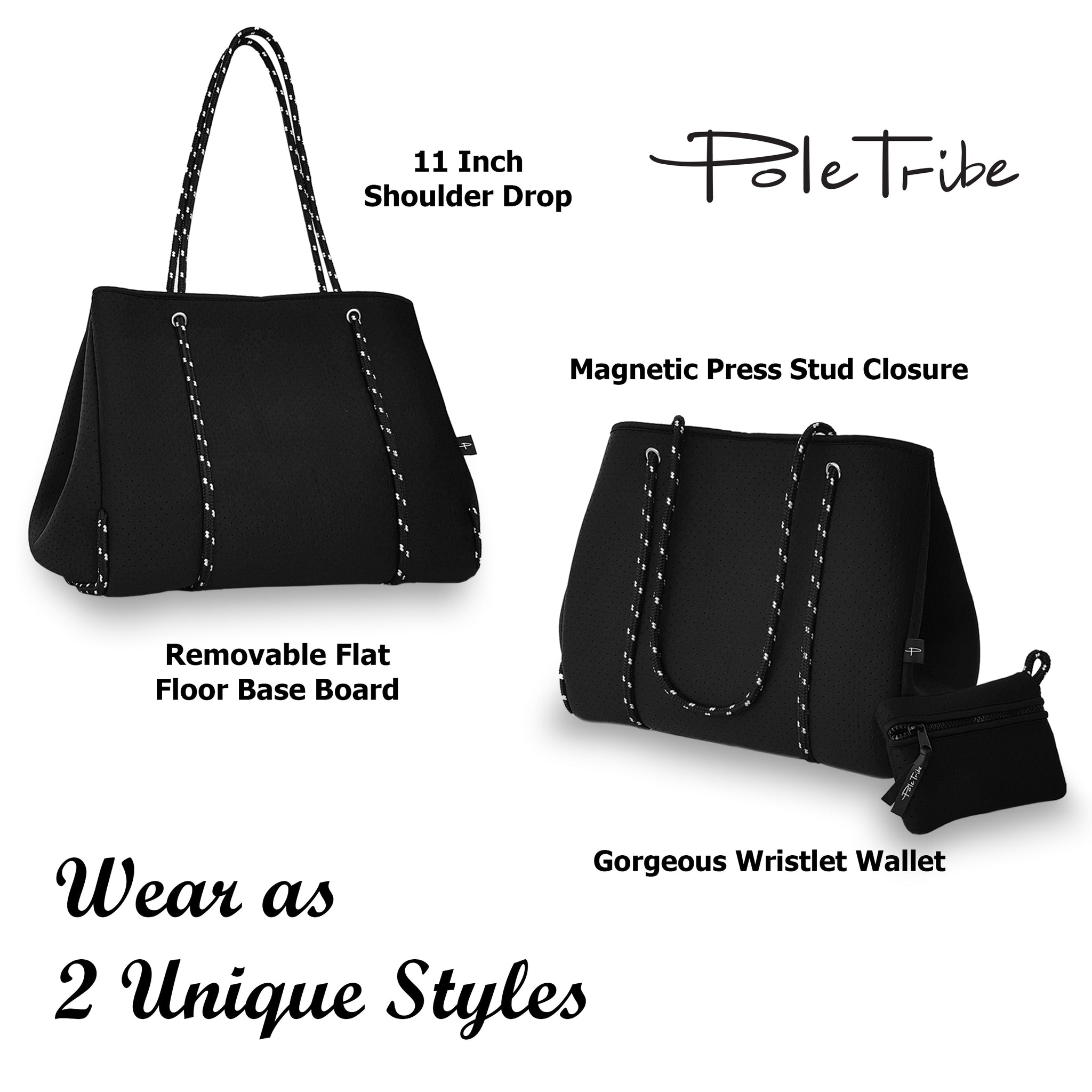 Black With Purple Detail Neoprene Tote Bag – Sistique Boutique
