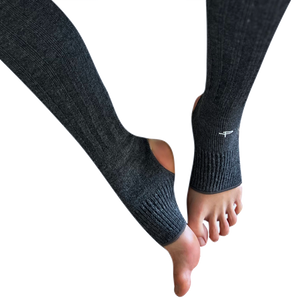 Leg Warmers for Women - Thigh High with Silicone Grip, Medium, Gray