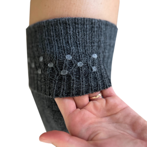 Leg Warmers for Women - Thigh High with Silicone Grip, Medium, Gray
