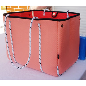 Neoprene Tote Bag in Summer Coral