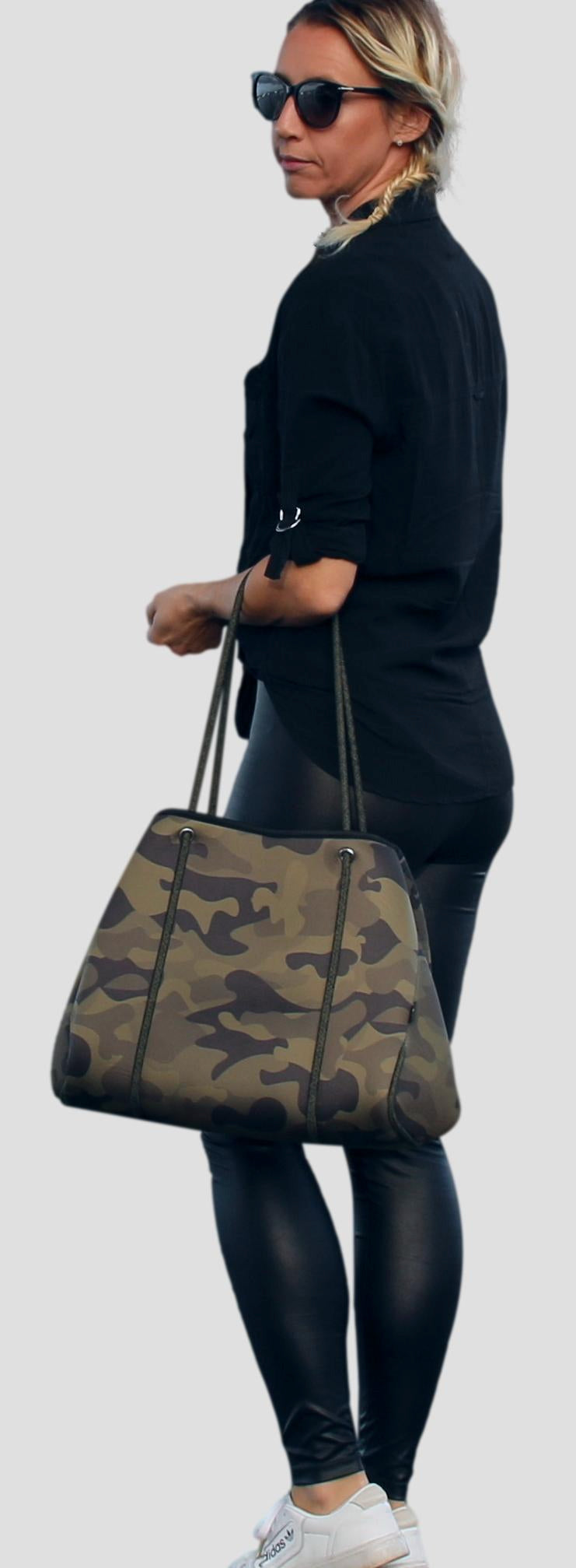 Neoprene Green Camo and Pink Tote Bag