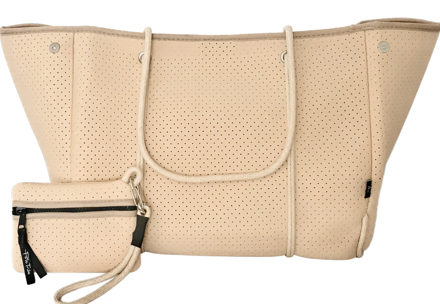 Neoprene Tote Bag in Beige