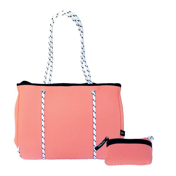 Neoprene Tote Bag in Summer Coral