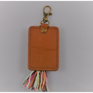 Pole Dance Leather Key Ring - Jade, Rectangle