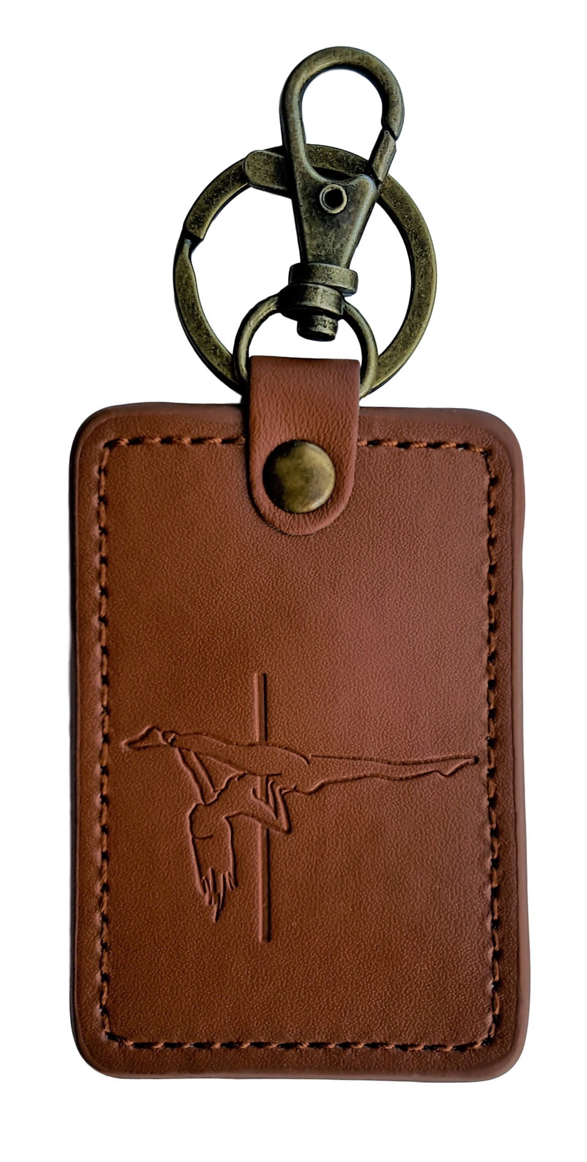 Pole Dance Leather Key Ring - Jade, Rectangle