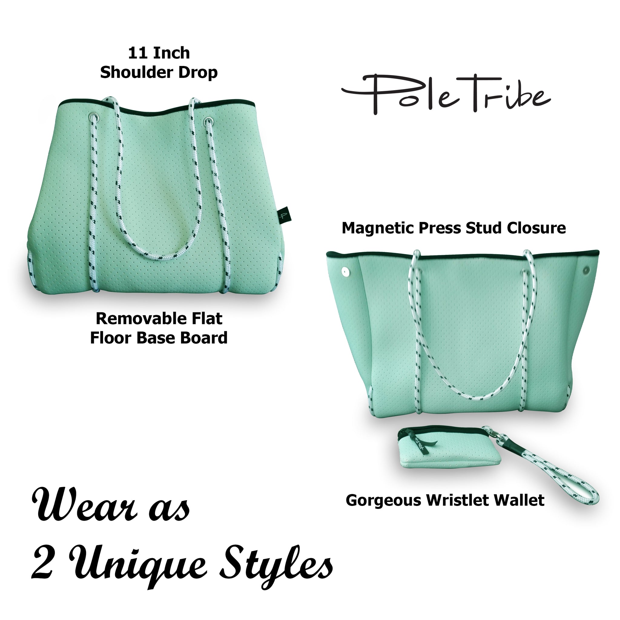 Neoprene Tote Bag in Mint - Pole Tribe